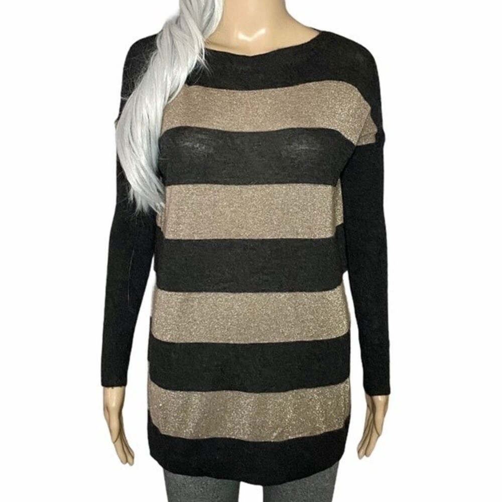 Vince Cashmere Boatneck Gray/Copper Cashmere Blend Sweater Size Small
